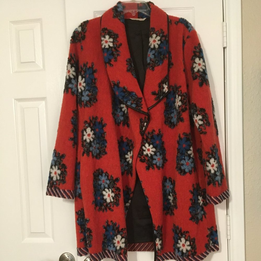 Soft Surrounding Orange Coat with Flowers